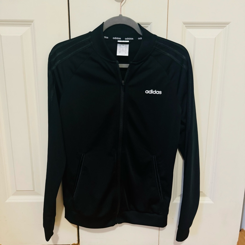 Adidas Jacket Full Zip 3stripes on sleeve black on black size S
